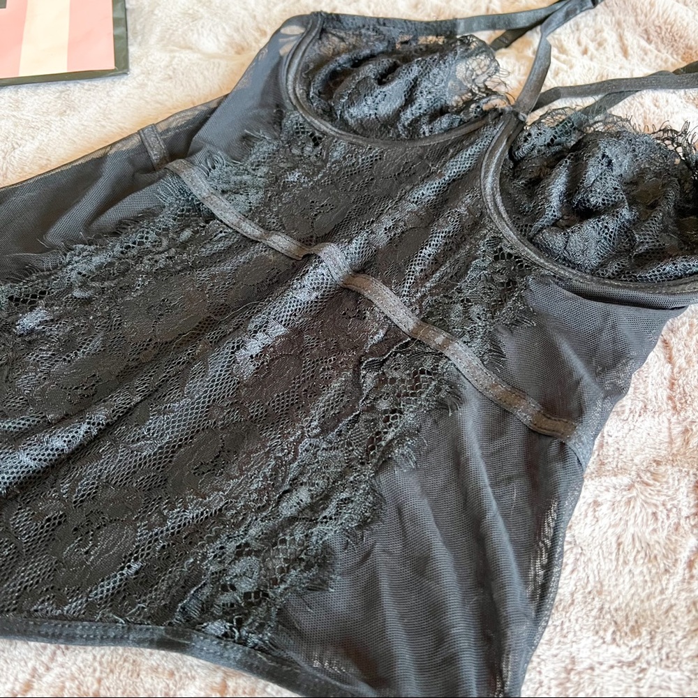 nobrand | black sheer lace teddy demi cup medium - Picture 3 of 8